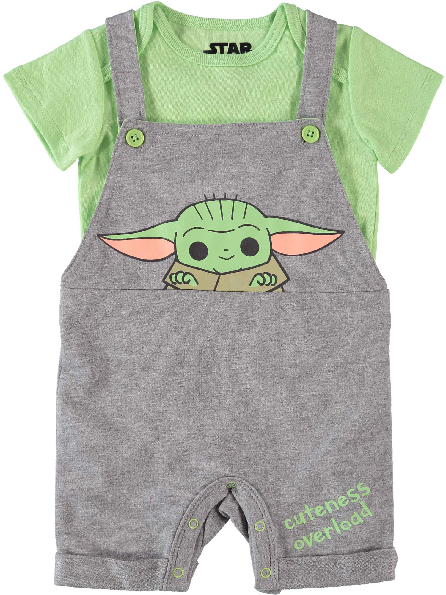 Baby Kids Star Wars The Mandalorian Baby Yoda Snap Romper And