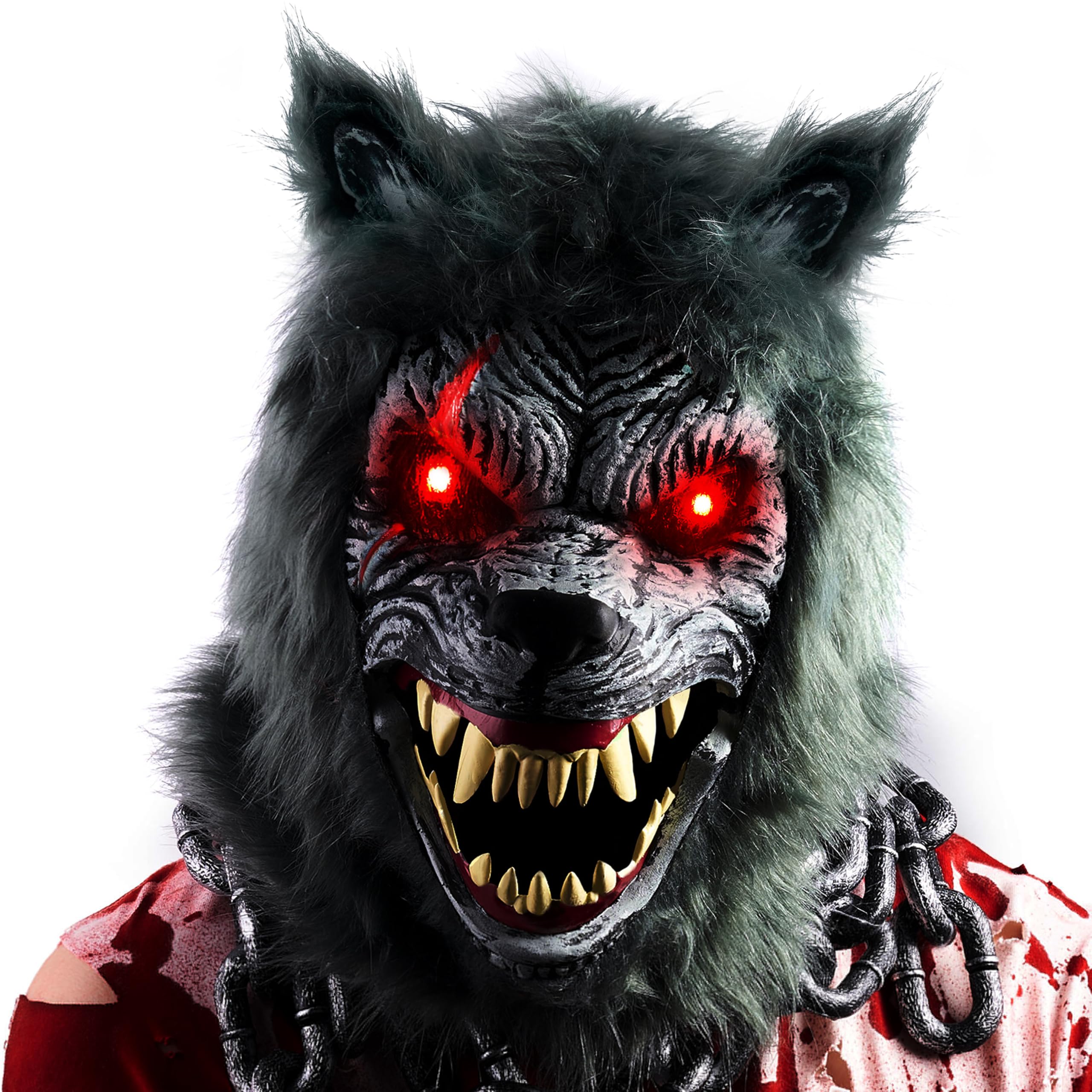 Spooktacular Creations Werewolf Costume For Kids - Light-Up Red Eyes Mask & Claws Set - View #11