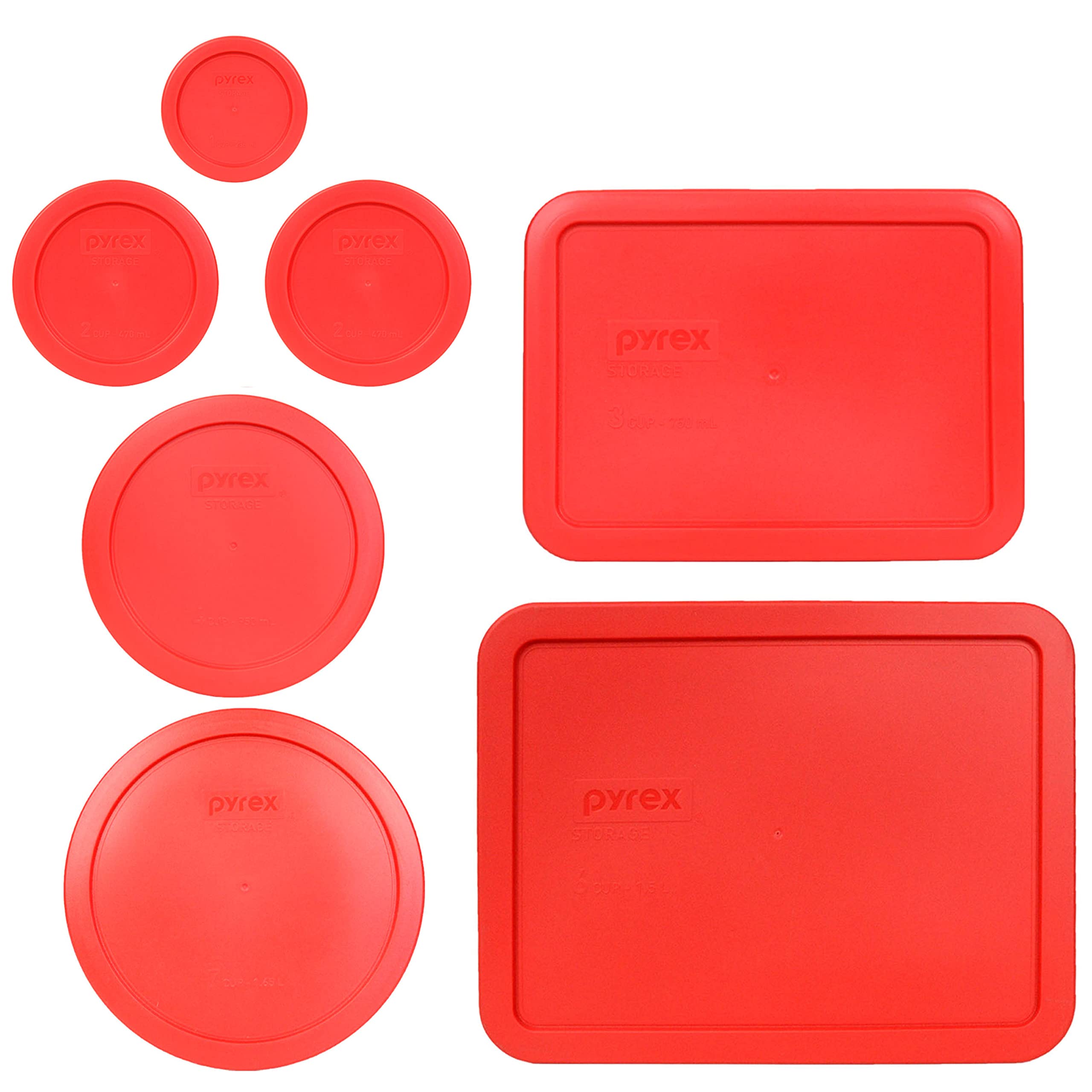 Pyrex  1  7402-PC 6/7 Cup Sage Green Lid,  2  7201-PC 4 Cup Edamame Green Lids 2 7200 Pc 2 Cup Sour Cream Lids 2 7202 Pc 1 Cup Olive Green Food Storage Re