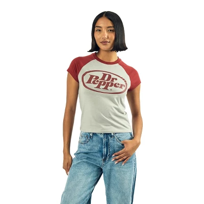 Dr Pepper - Brandclub - Women\u0026#39;s Dr Pepper Short Sleeve Graphic T-Shirt  - Heather Gray XS: Knit Pullover