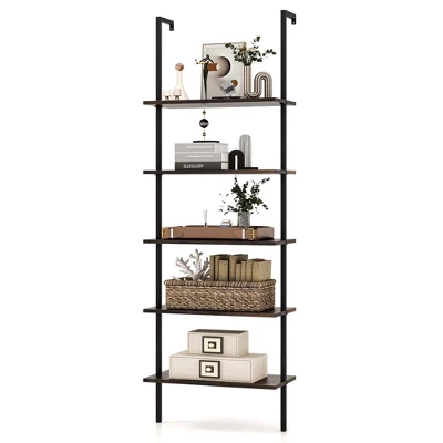 COSTWAY Bamboo Ladder Shelf - 3-Tier Foldable Plant Stand, 28"x16"x37", Brown, For Indoor/Outdoor