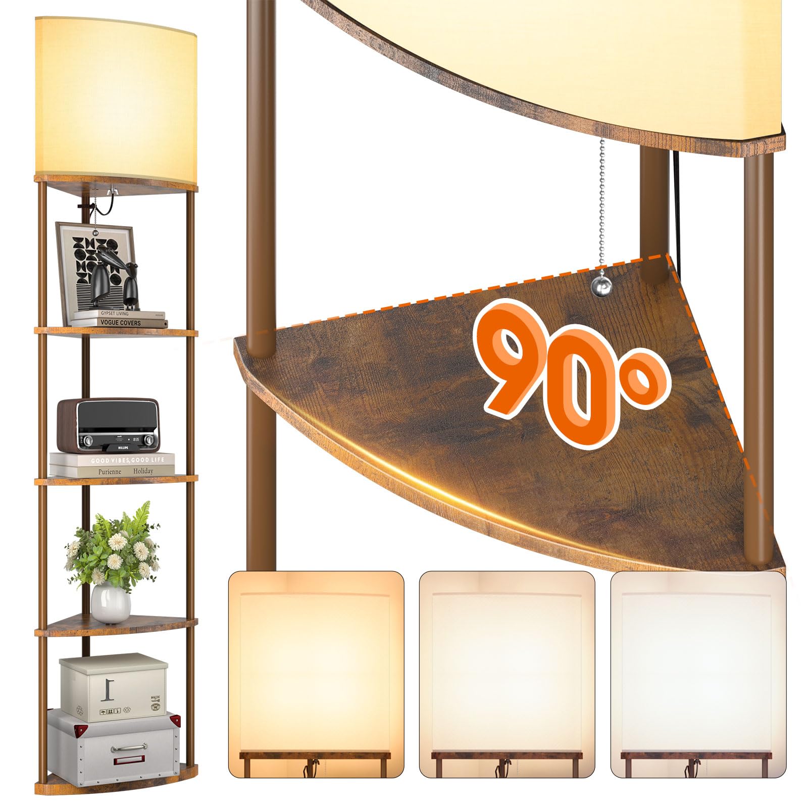 Contemporary Alvis Edge 72 Corner Floor Lamp with Shelves - Modern Lighting  Solution, image size:1600x1600