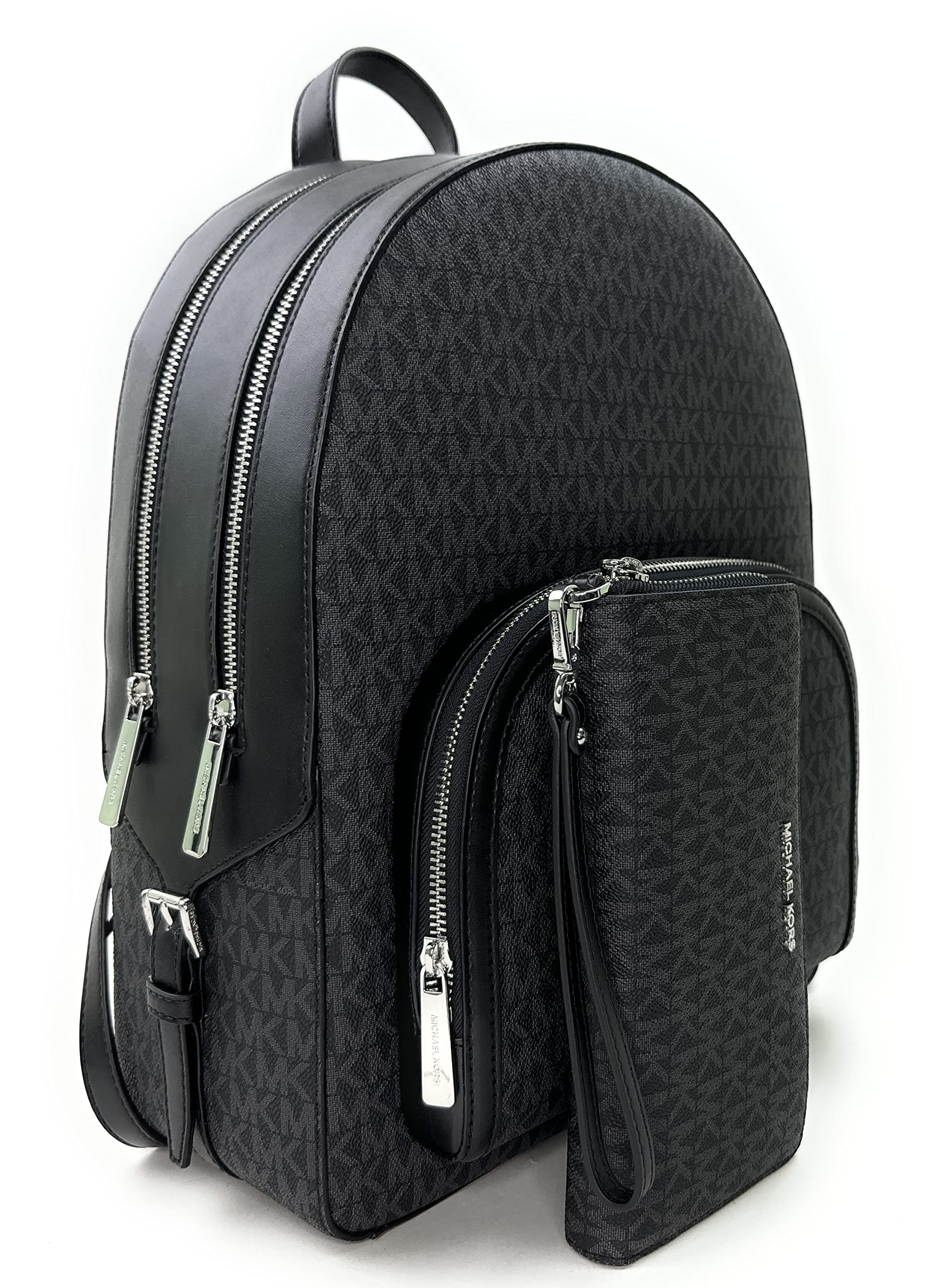 Mihcael Kors Jaycee Large Logo Backpack + Wallet Bundle Set In Black NWT Michael Kors Jaycee MD Zip Pocket Jacquard Backpack Bag  main image 2