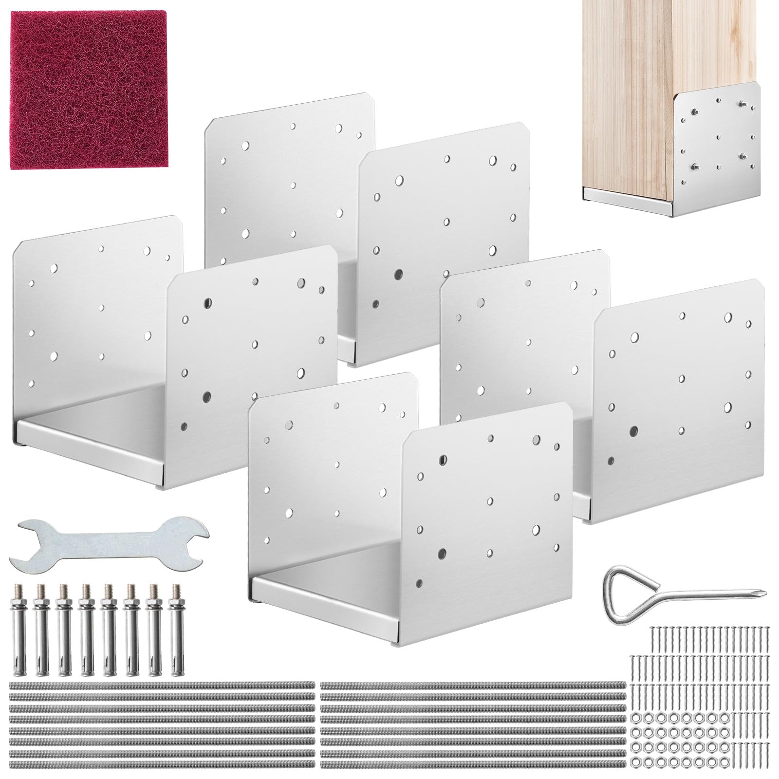 10Pcs 6x6 Concrete Deck Post Anchor Base Adjustable Metal Post Bracket Post Base