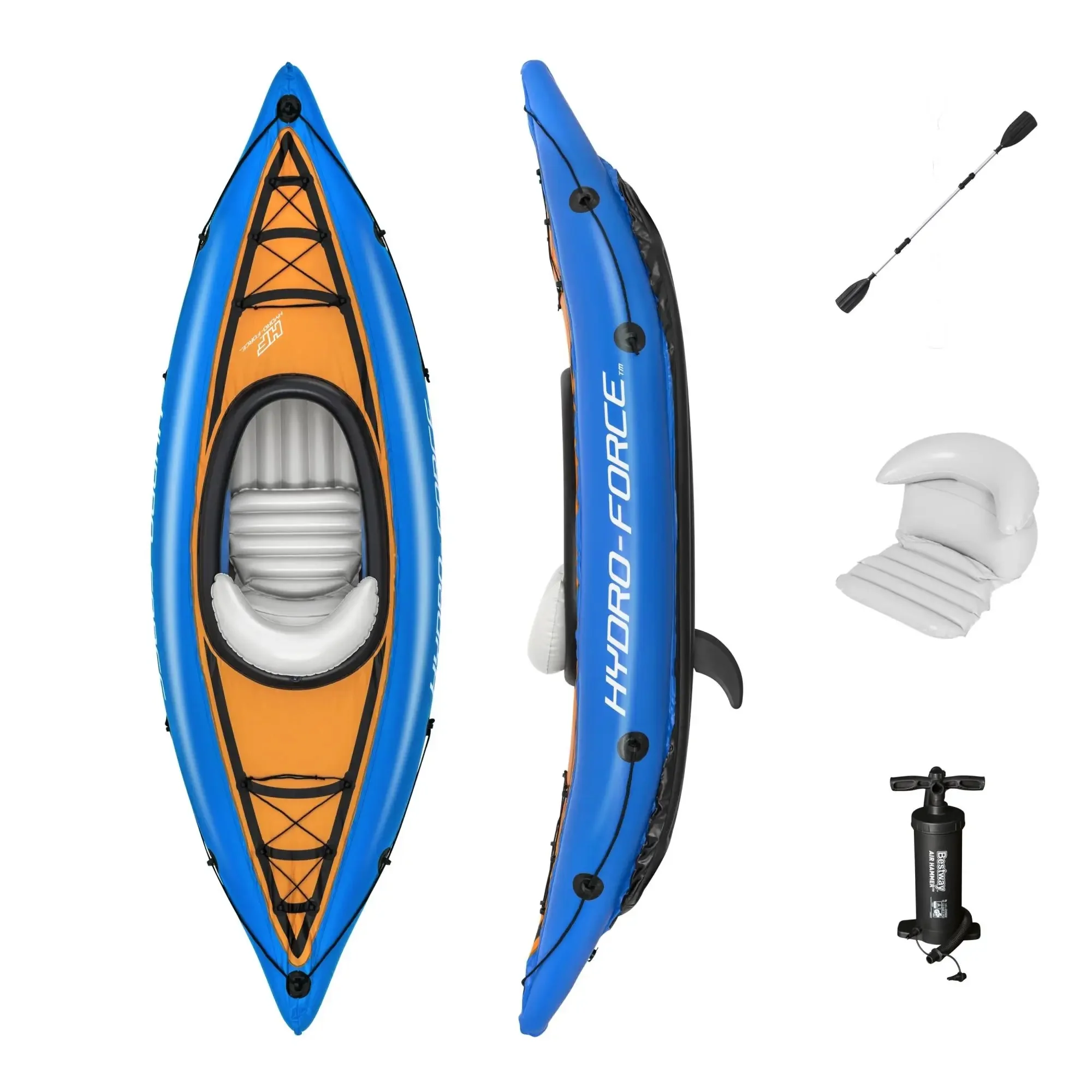 Kayak Gonfiabile Ventura - Set Completo Con Pagaia, Pompa E Borsa - Capacità 100kg - Foto 6