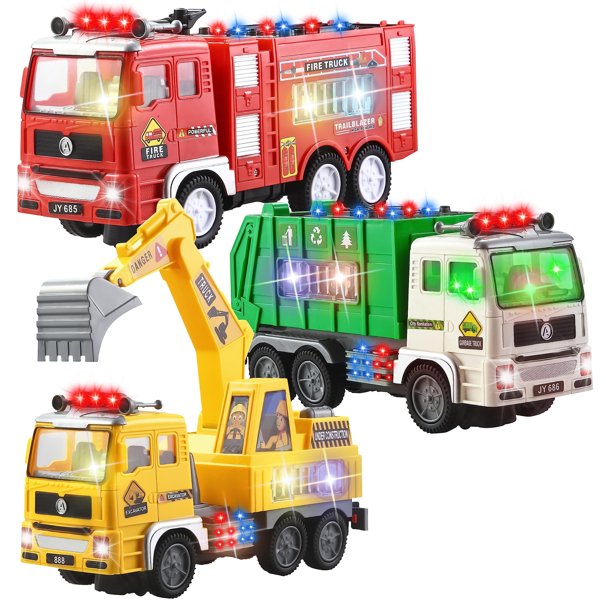 Joyin - Brandclub - JOYIN 3-in-1 Toy Trucks, Automatic Bump
