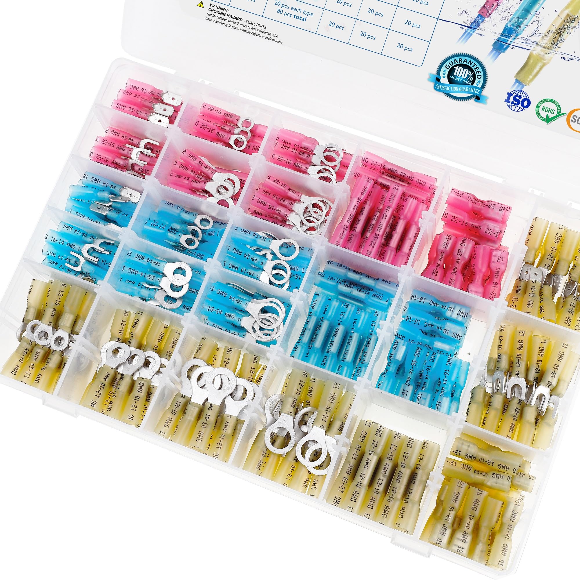 130-Piece Heat Shrink Butt Connector Kit - Waterproof Electrical Wire Connectors For Marine & Automotive Use