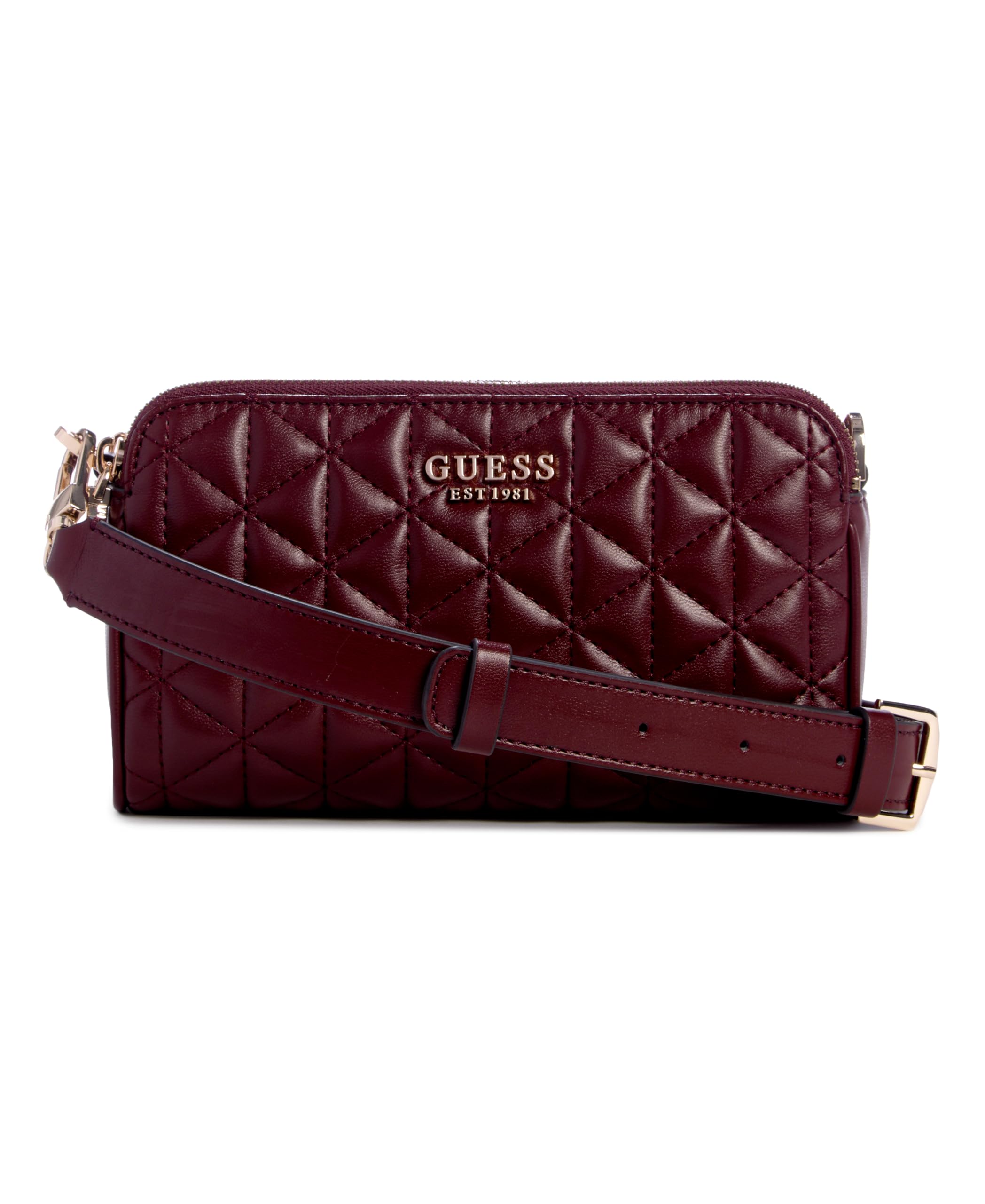 GUESS Women's Sela Convertible Crossbody Flap Bag - Quilted Pebble PU, Adjustable Strap, Zip & Slip Pockets - View #5