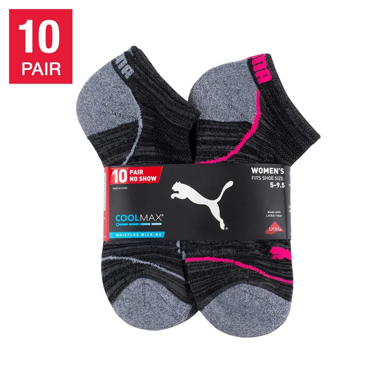 ♡ 0206 PUMA - Brandclub - Puma Ladies 10 Pair CoolMax No Show Socks