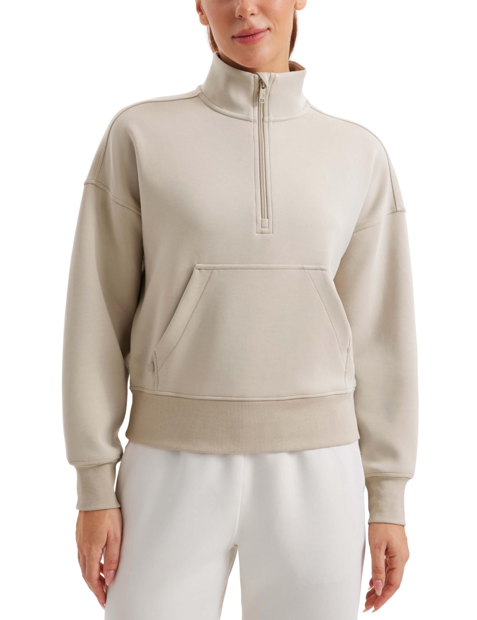 CRZ YOGA - Brandclub - Mock Neck Fleece Hoodies with Thumb Holes