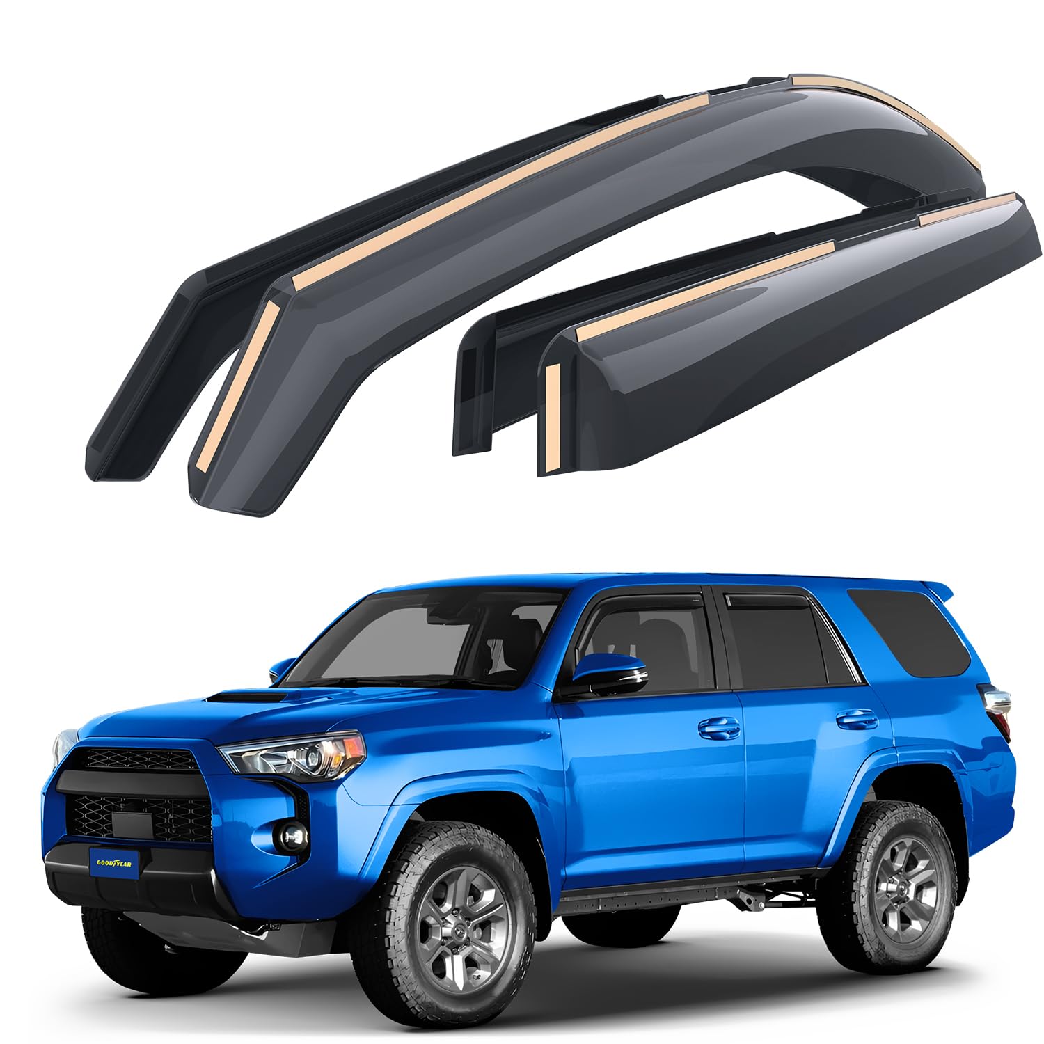 Shatterproof Rain Guards For 2007-2021 Toyota Tundra CrewMax – In-Channel Vent Visors (4 Piece)