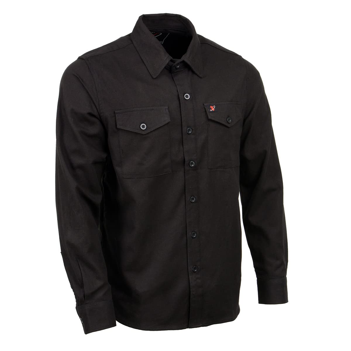 thumbnail image 2 of Milwaukee Leather Men's Hooded Flannel Biker Shirt – Orange/Black Plaid With CE Approved Armor 2 of 6