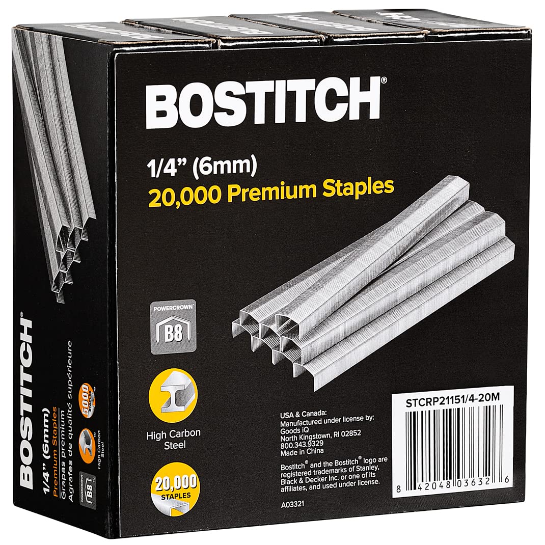 Value Pack: 6 Boxes Stanley Bostitch B8 PowerCrown 1/4" Staples - 30,000 Staples Total