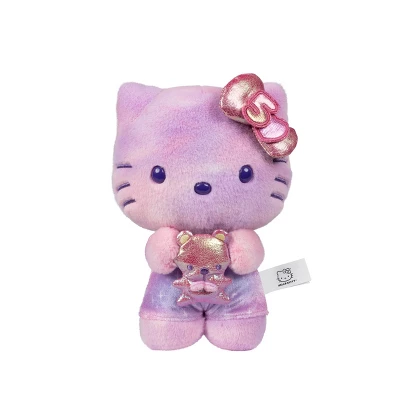 Hello Kitty Plants Plush, 20cm Soft Toy With Purple Ribbon And Floral Design Cute Character Official Licensed Merchandise Gift For Fans And Collectors Suitable For Ages 4