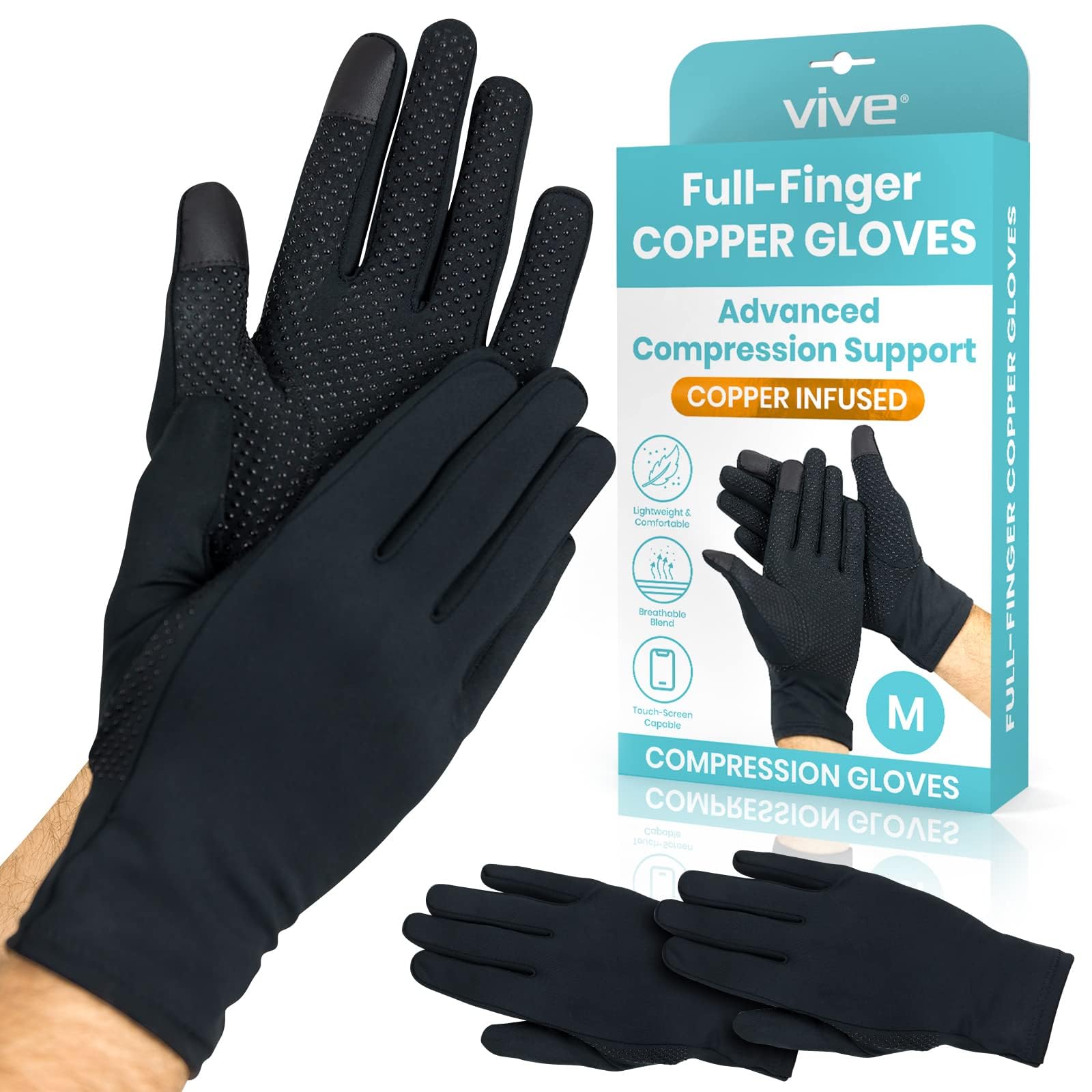 Vive Arthritis Compression Gloves For Hands - Open Finger, Cotton-Spandex, Pain Relief For Carpal Tunnel, Small, Pink (2 Pairs) - View #3