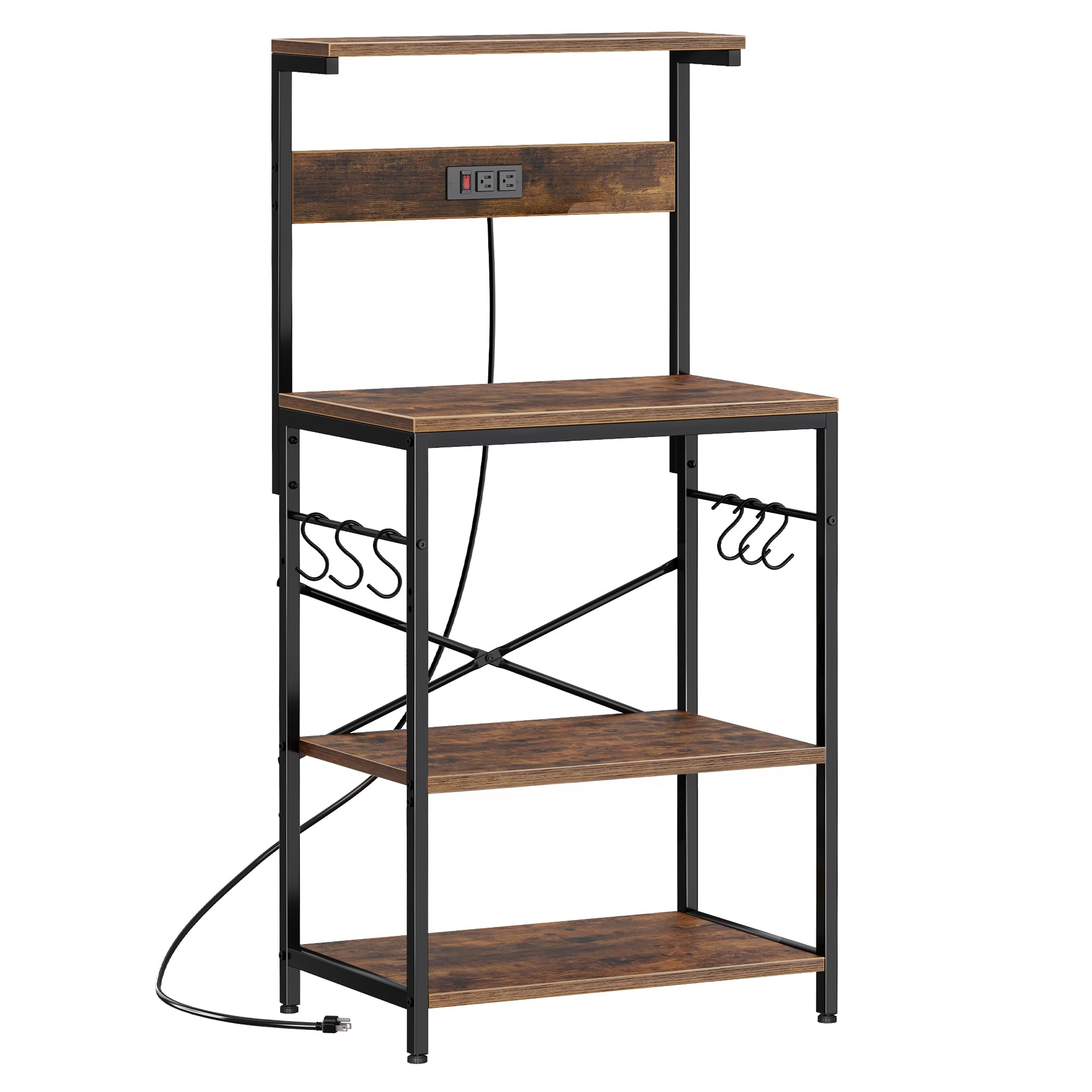FORABAMB 10-Tier Bakers Rack With Power Outlet & RGB Lights - Bamboo Kitchen Storage Shelf, 65"H X 41"W - View #4