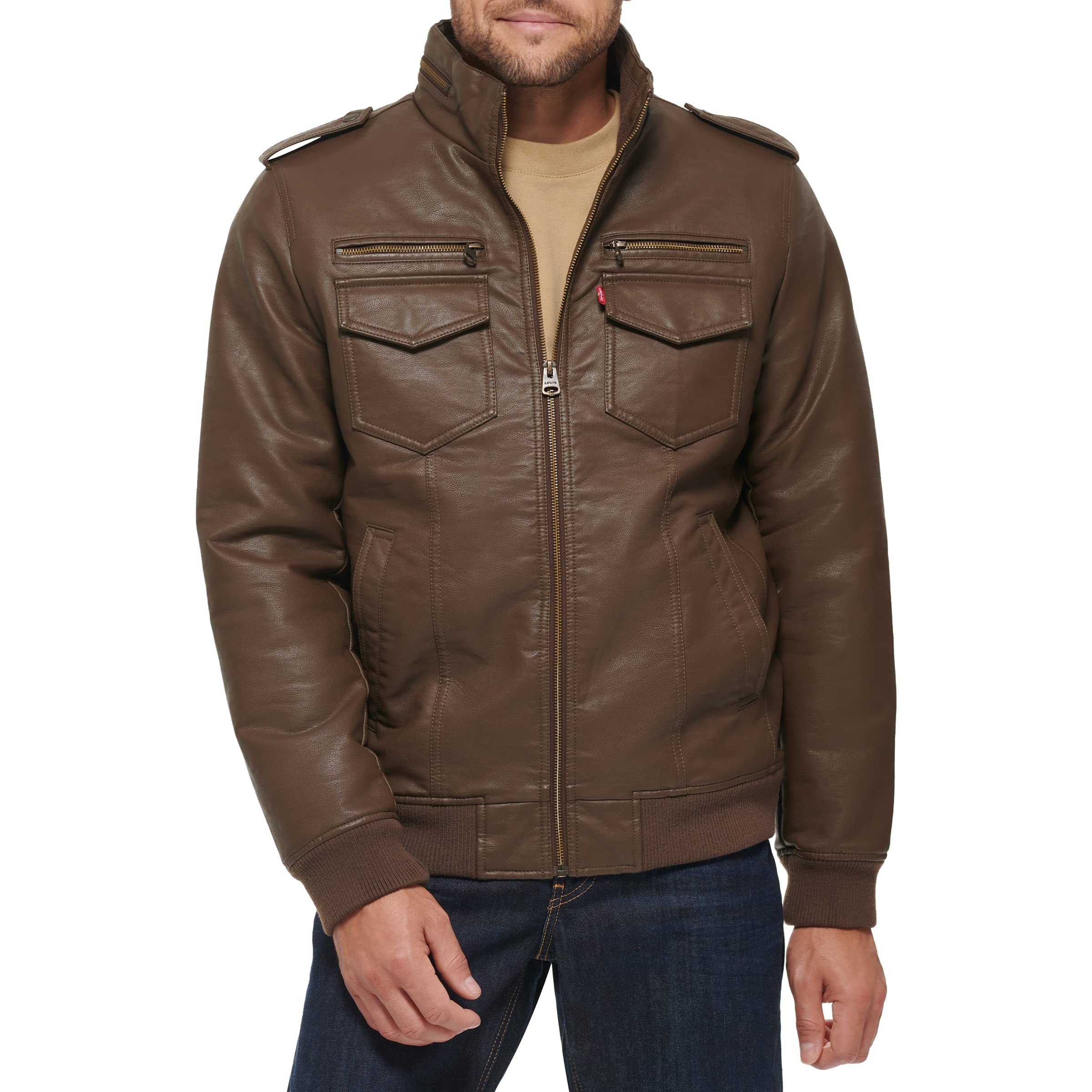 Best Leather Jacket Levi's Men's Faux Leather Bomber Jacket