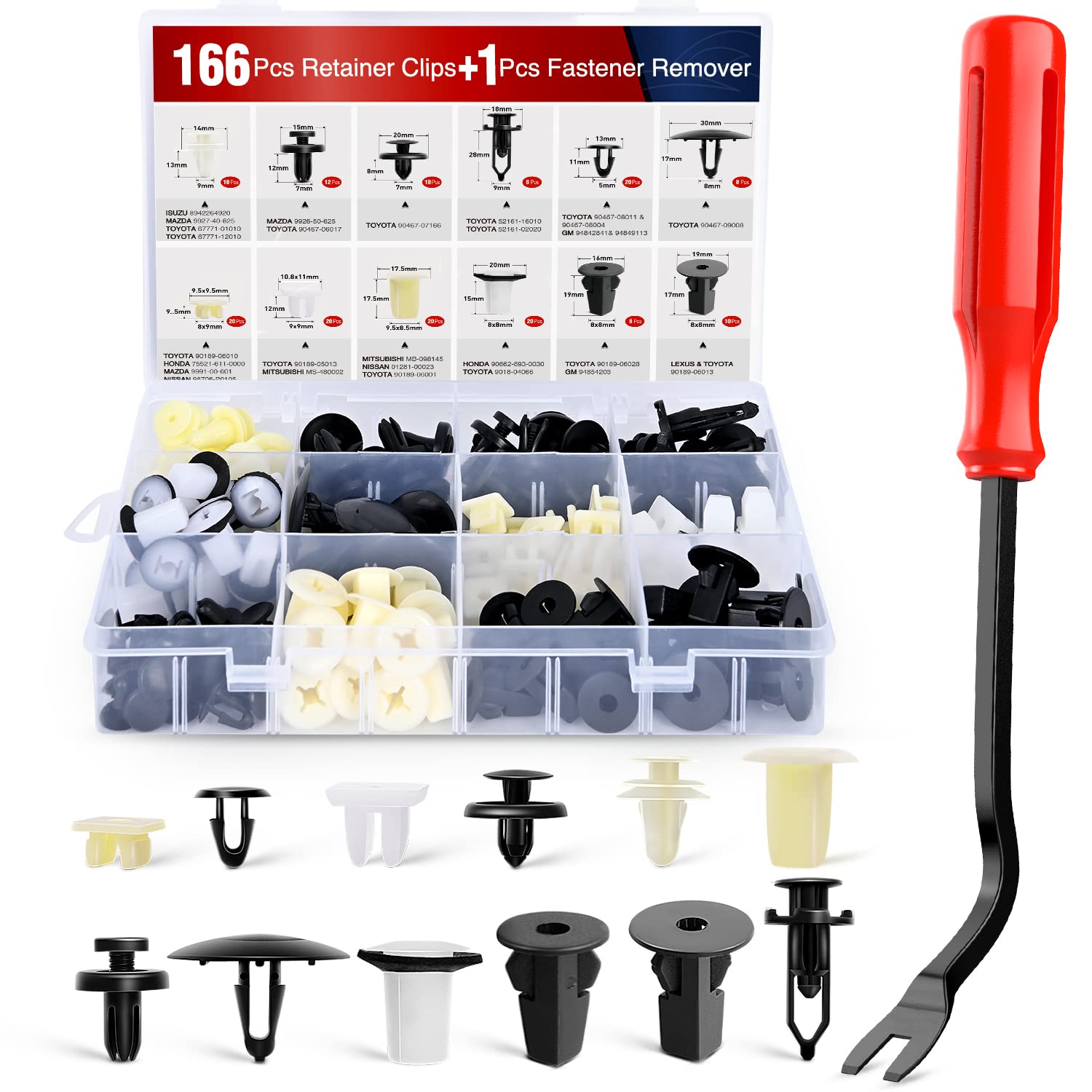Aazon.co: 635PCS Auto Fasteners Car Push Retainer Clips Nylon Buper Fender Rivets, 16 Ost - View #11