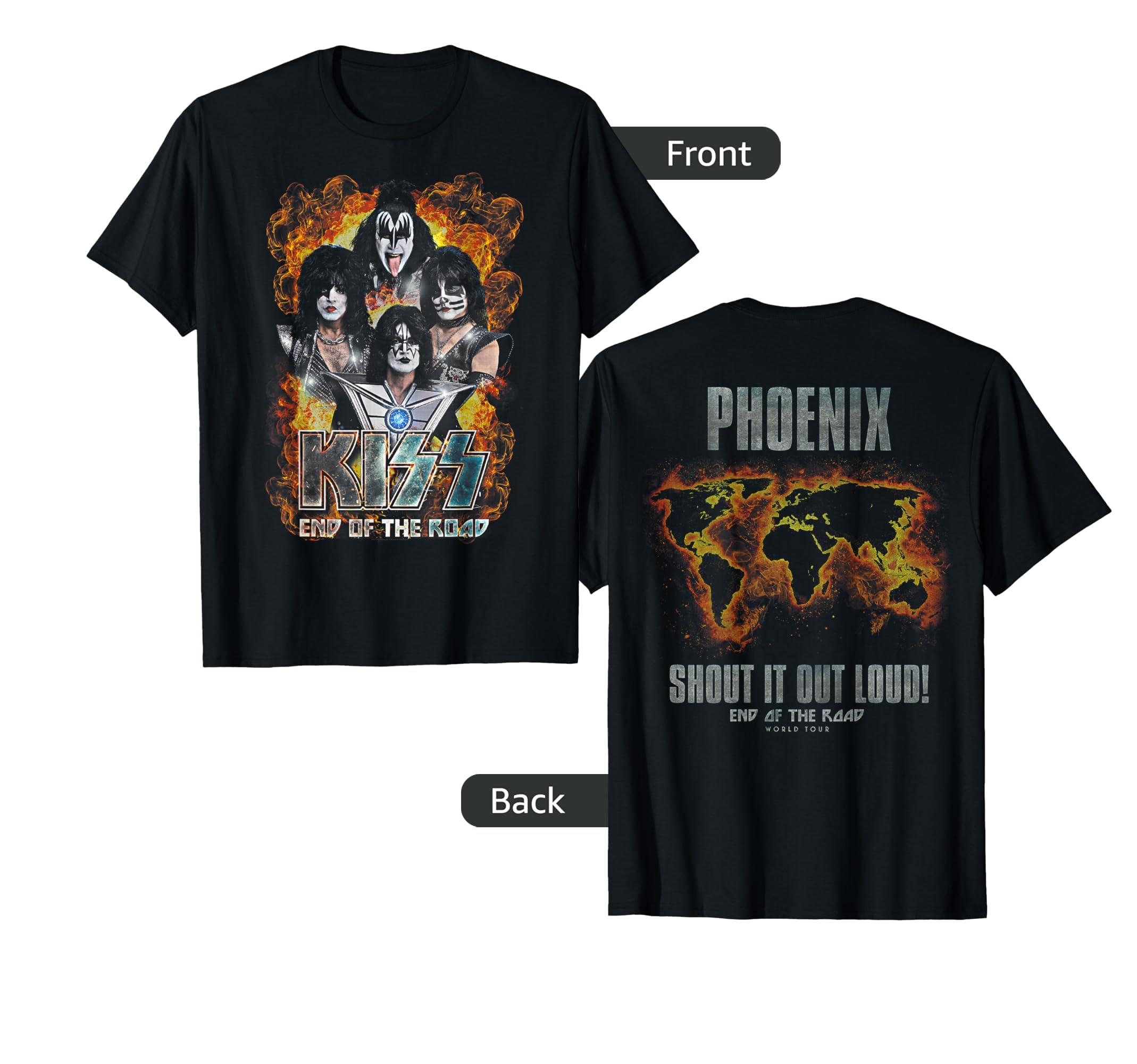 レディースファッション KISS - End Of The Road Tour Chrome T-Shirt Amazon.com: KISS - End Of The Road Tour Chrome T-Shirt