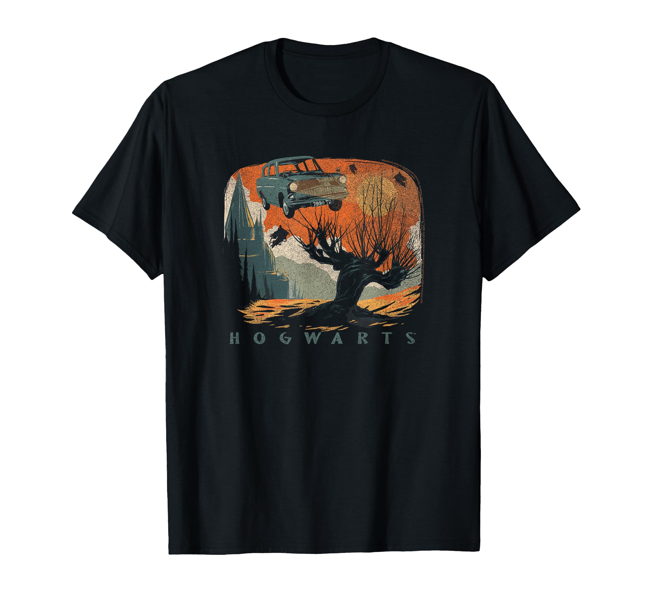 T-shirt Harry Potter - Blason De Poudlard Multicolore Floral - Licence Officielle - Coupe Classique
