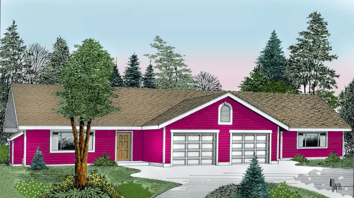Ranch house plans 1-107 - front exterior, 2,068 sq ft, 4 bed, 2 bath house plans | Monster House Plans