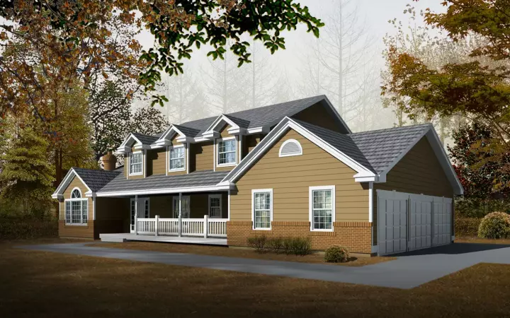 Farmhouse house plans 1-111 - front exterior, 2,909 sq ft, 4 bed, 3 bath house plans | Monster House Plans