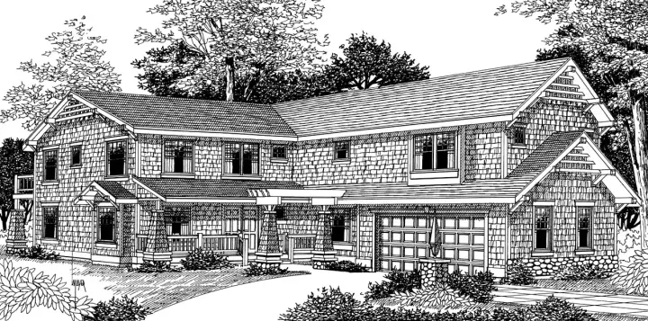 Craftsman house plans 1-112 - front exterior, 3,664 sq ft, 4 bed, 3 bath house plans | Monster House Plans