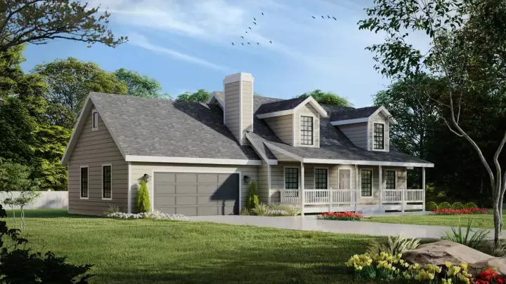 Farmhouse house plans 1-122 - front exterior, 1,757 sq ft, 3 bed, 2 bath house plans | Monster House Plans
