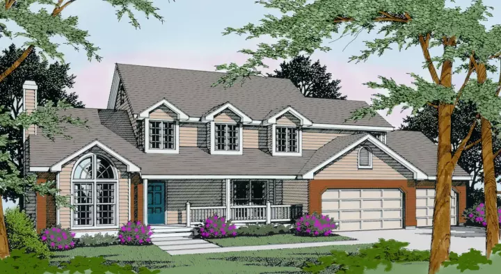 Farmhouse house plans 1-125 - front exterior, 2,646 sq ft, 3 bed, 2 bath house plans | Monster House Plans