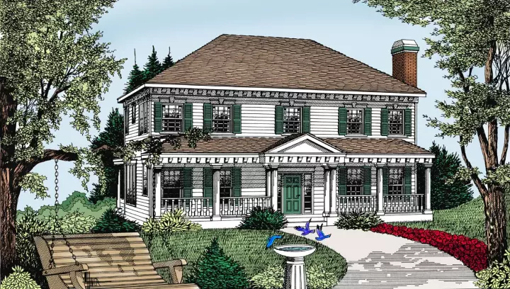 Southern Colonial house plans 1-142 - front exterior, 3,417 sq ft, 4 bed, 3 bath house plans | Monster House Plans