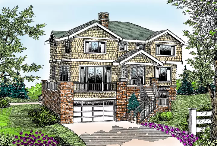 Shingle house plans 1-143 - front exterior, 2,781 sq ft, 4 bed, 2 bath house plans | Monster House Plans