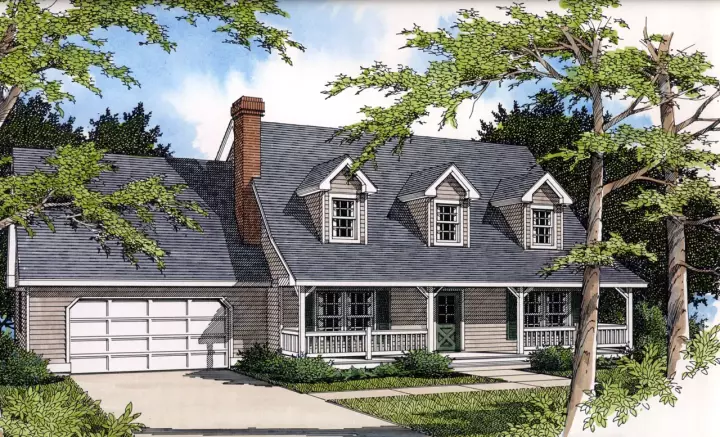Country house plans 1-144 - front exterior, 2,195 sq ft, 3 bed, 2 bath house plans | Monster House Plans