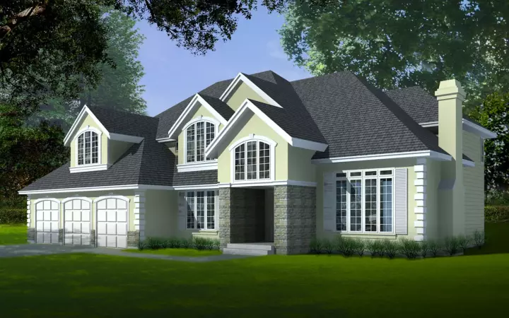 European house plans 1-145 - front exterior, 3,806 sq ft, 4 bed, 3 bath house plans | Monster House Plans