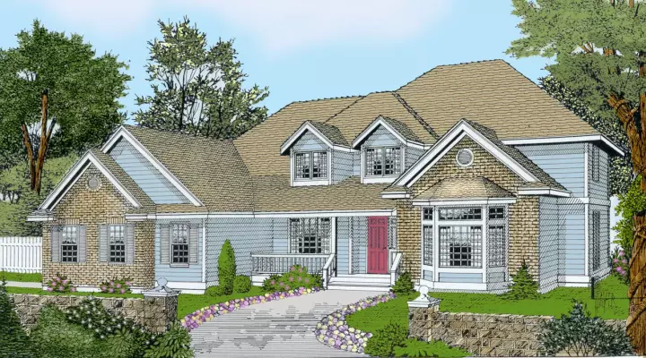 Traditional house plans 1-152 - front exterior, 3,249 sq ft, 4 bed, 2 bath house plans | Monster House Plans