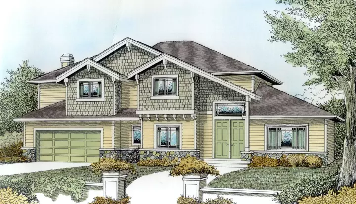 Craftsman house plans 1-153 - front exterior, 3,263 sq ft, 4 bed, 2 bath house plans | Monster House Plans