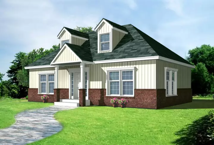 Cape Cod house plans 1-159 - front exterior, 1,000 sq ft, 2 bed, 1 bath house plans | Monster House Plans