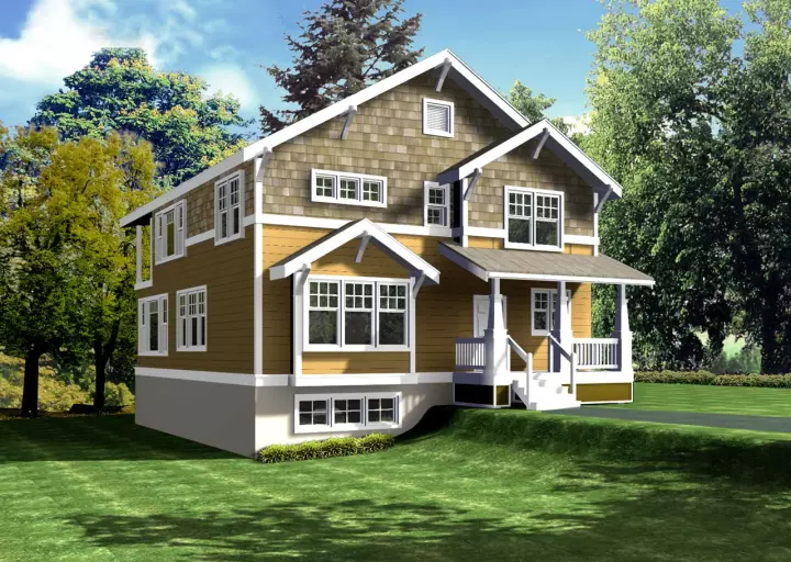 Shingle house plans 1-165 - front exterior, 2,756 sq ft, 5 bed, 2 bath house plans | Monster House Plans