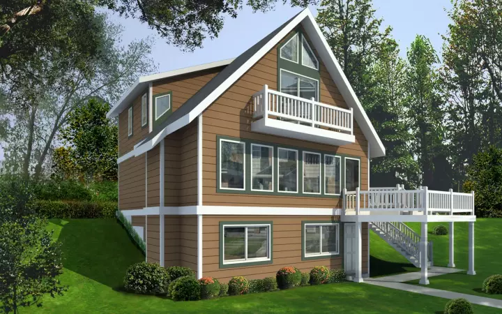 Contemporary house plans 1-175 - front exterior, 1,469 sq ft, 4 bed, 2 bath house plans | Monster House Plans