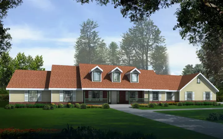 Ranch house plans 1-180 - front exterior, 2,812 sq ft, 3 bed, 2 bath house plans | Monster House Plans