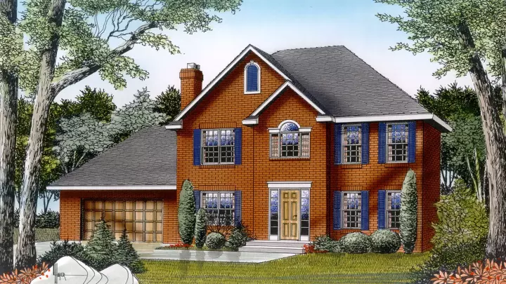 New England Colonial house plans 1-185 - front exterior, 2,061 sq ft, 3 bed, 2 bath house plans | Monster House Plans