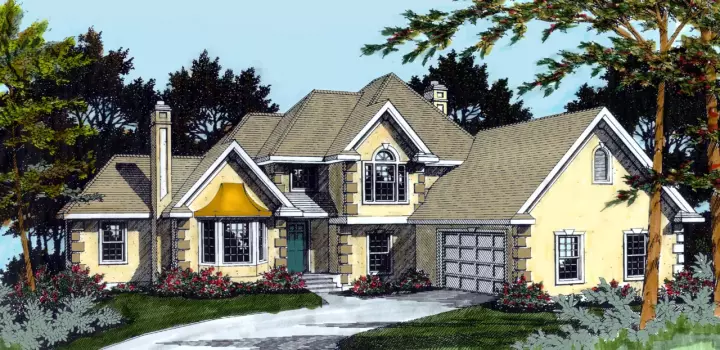 French Country house plans 1-202 - front exterior, 2,041 sq ft, 4 bed, 3 bath house plans | Monster House Plans