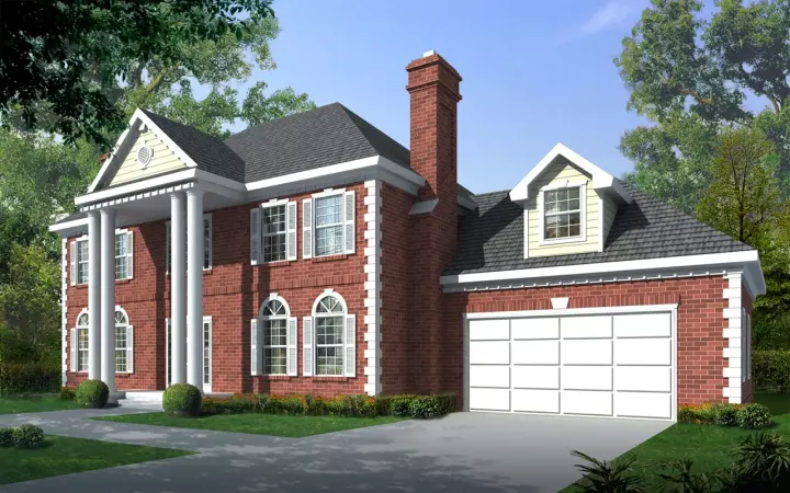 Georgian house plans 1-208 - front exterior, 2,850 sq ft, 3 bed, 2 bath house plans | Monster House Plans
