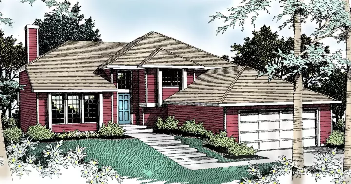 Traditional house plans 1-211 - front exterior, 2,409 sq ft, 5 bed, 3 bath house plans | Monster House Plans