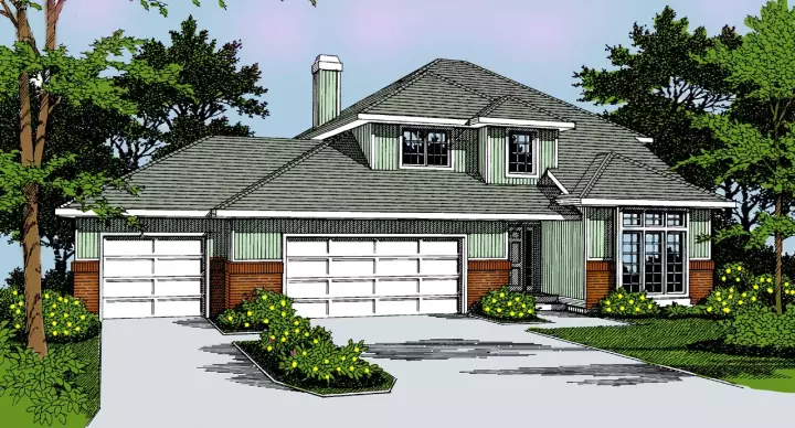Northwest house plans 1-219 - front exterior, 2,541 sq ft, 5 bed, 3 bath house plans | Monster House Plans
