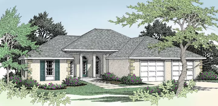 Mediterranean house plans 1-220 - front exterior, 1,785 sq ft, 3 bed, 2 bath house plans | Monster House Plans
