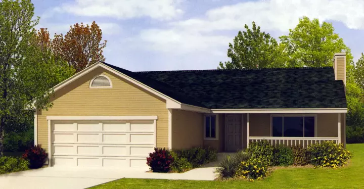 Country house plans 1-227 - front exterior, 1,314 sq ft, 3 bed, 2 bath house plans | Monster House Plans
