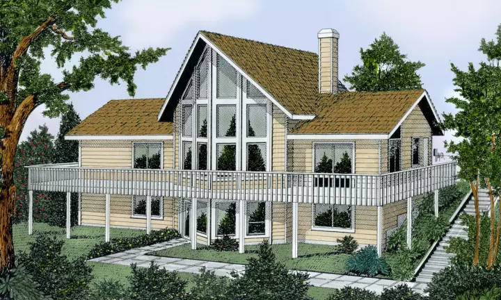 Contemporary house plans 1-234 - front exterior, 1,888 sq ft, 2 bed, 2 bath house plans | Monster House Plans