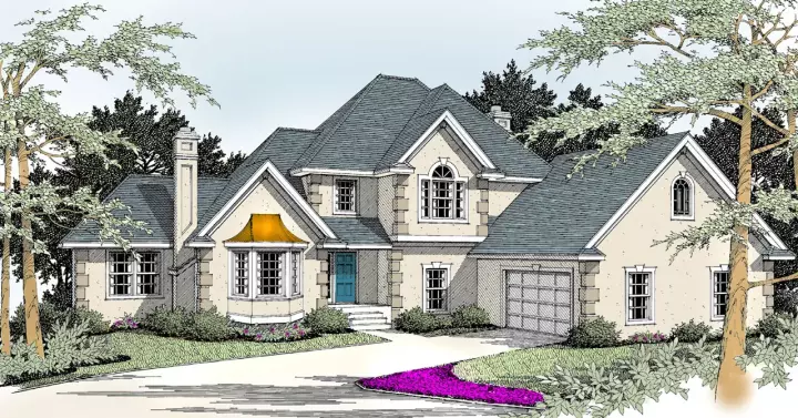 European house plans 1-236 - front exterior, 2,406 sq ft, 4 bed, 3 bath house plans | Monster House Plans