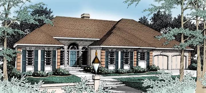Mediterranean house plans 1-244 - front exterior, 2,563 sq ft, 4 bed, 2 bath house plans | Monster House Plans