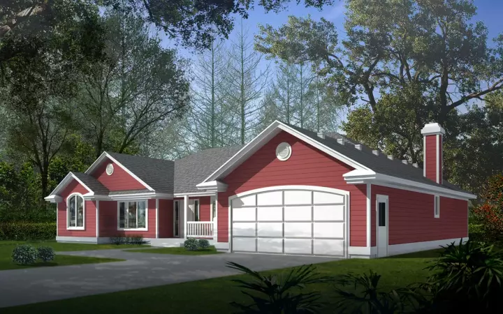 Ranch house plans 1-256 - front exterior, 1,969 sq ft, 3 bed, 2 bath house plans | Monster House Plans